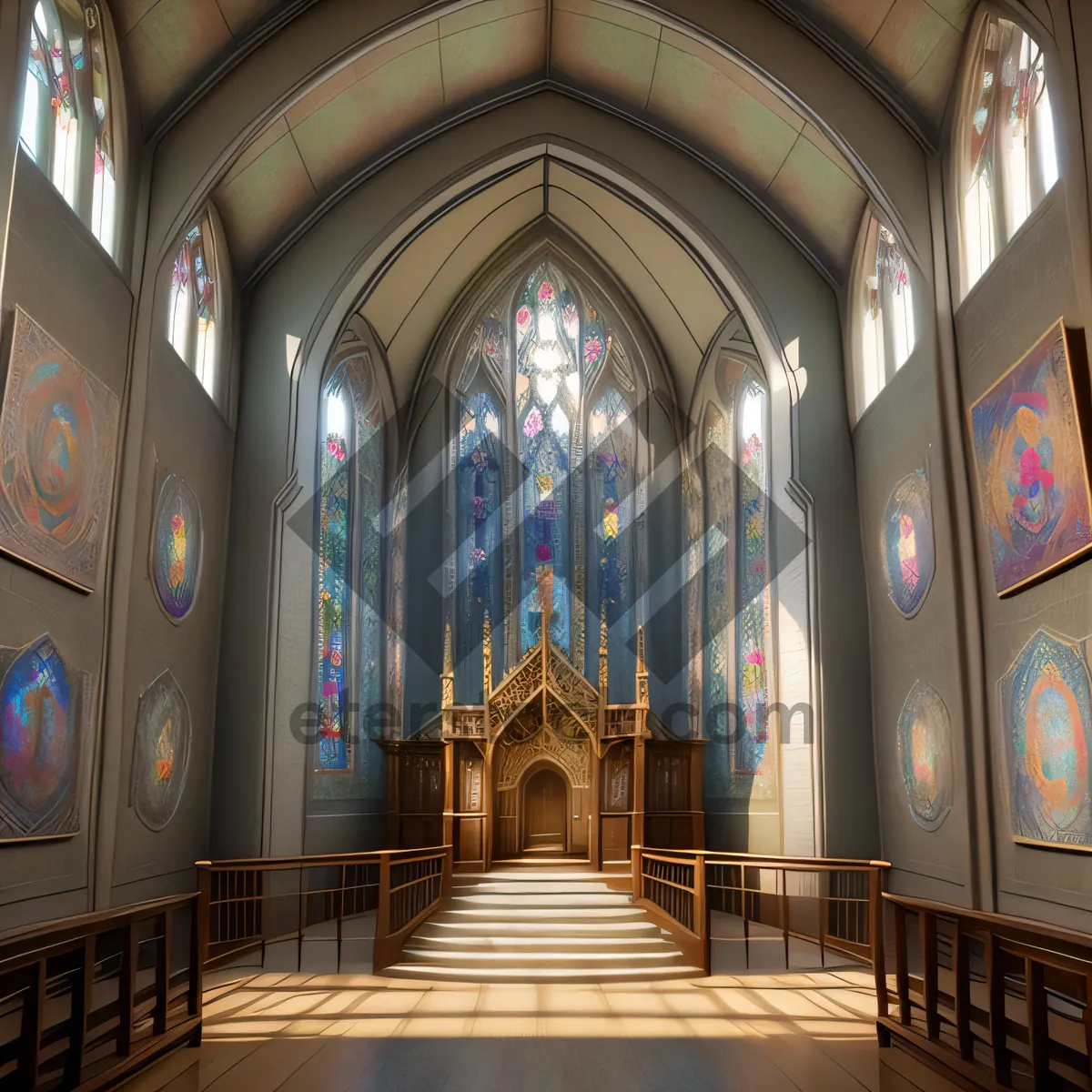 Picture of Graceful architecture adorns historic cathedral's sacred interior.