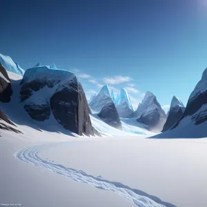 Snow-capped Alpine Peaks in Winter Wonderland