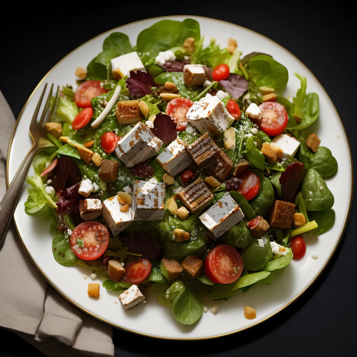 Picture of Fresh & Delicious Vegetarian Salad with Grilled Veggies