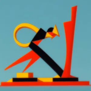 Vibrant 3D Symbol with Scissors, Pencil, and Crayon