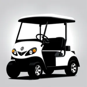 Cartoon Golfer in Iconic Car, a Winning Contestant!