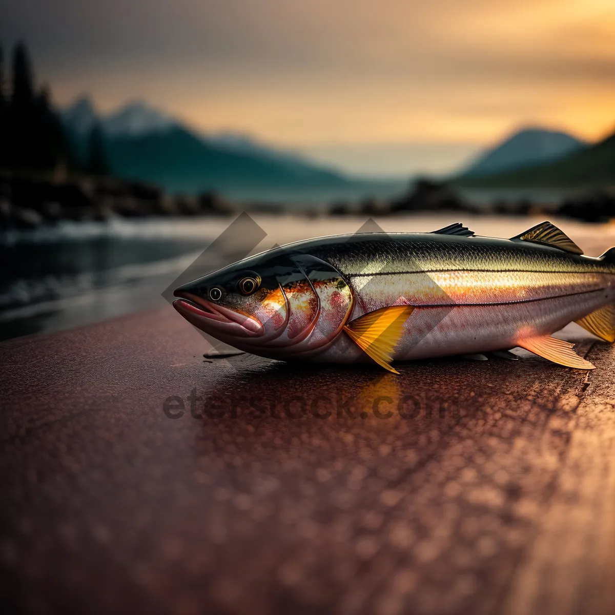 Picture of Tropical Sunset: Majestic Tuna Amidst Ocean Waves