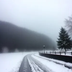 Winter wonderland: Scenic snow-covered road in rural landscape