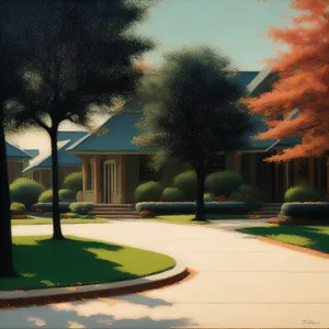 Sunny Golf Course Resort with Sky and Trees