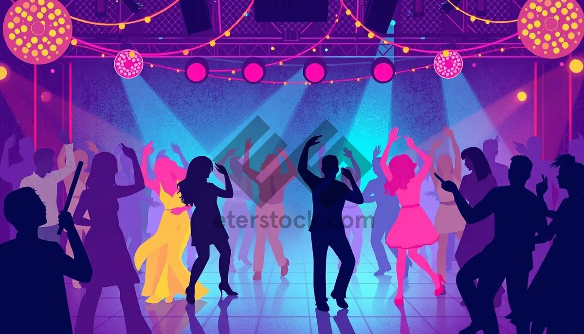 Picture of Silhouetted man dancing at vibrant disco concert.