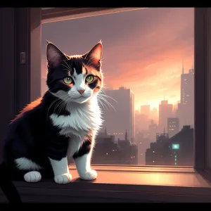 Adorable Gray Tabby Kitten on Windowsill