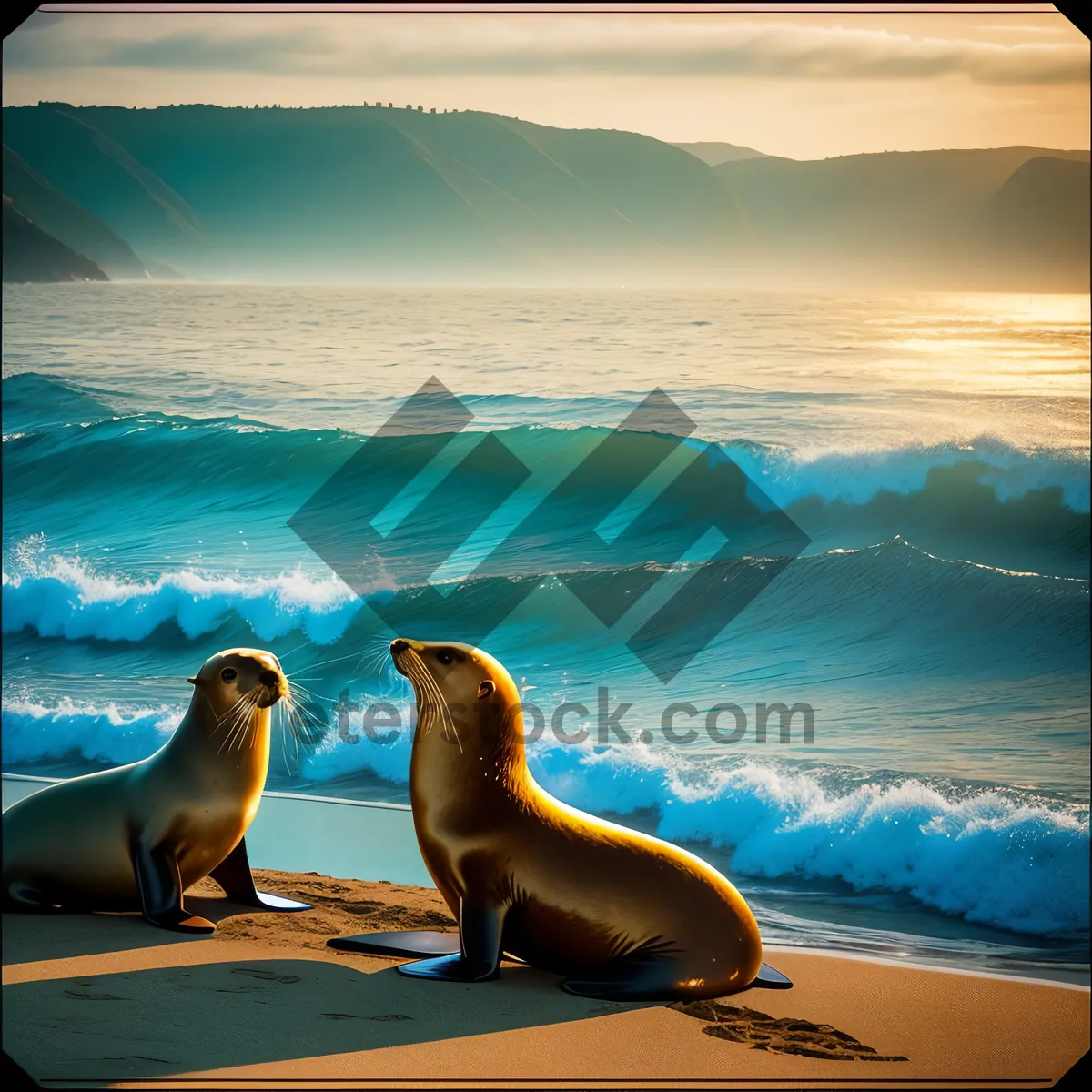 Picture of Seal basking on sandy beach in the Arctic