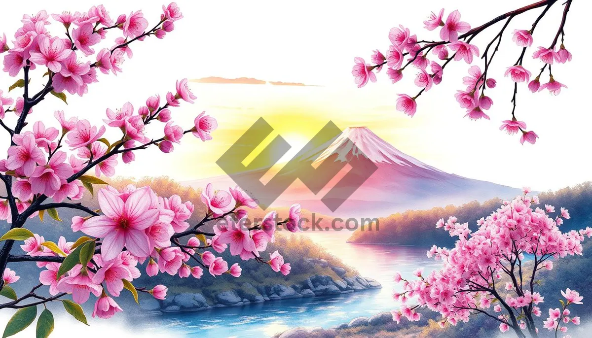 Picture of Watercolor Pink Flower Design Decoration Art