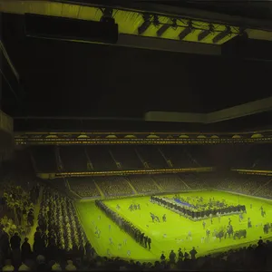 Digital 3D Football Stadium with Graphic Effects
