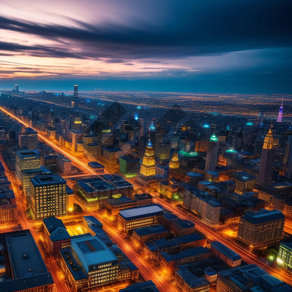 Picture of Metropolis Nights: A Luminous Urban Skyline