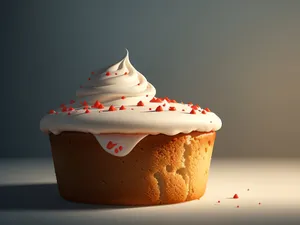 Creamy chocolate cupcake topped with frosting and sprinkles