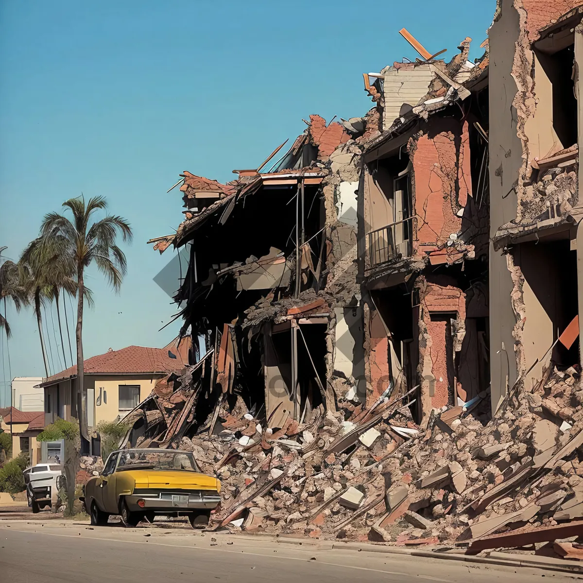 Picture of Cityscape with Old Building and Shipwreck