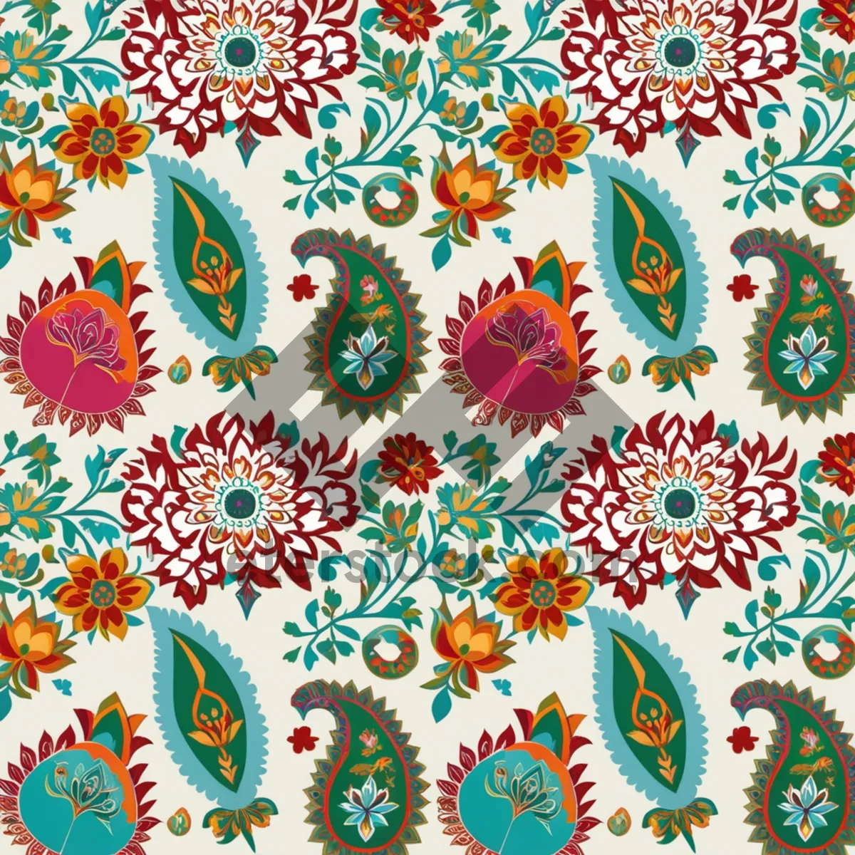 Picture of Vintage Floral Wallpaper Design with Bird and Leaf Elements