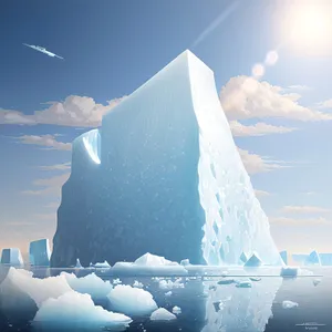 Arctic Winter: Majestic Glacier amidst Snowy Mountains