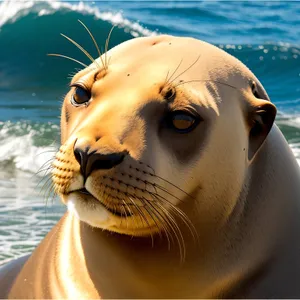 Graceful Sea Lion Basking in Ocean