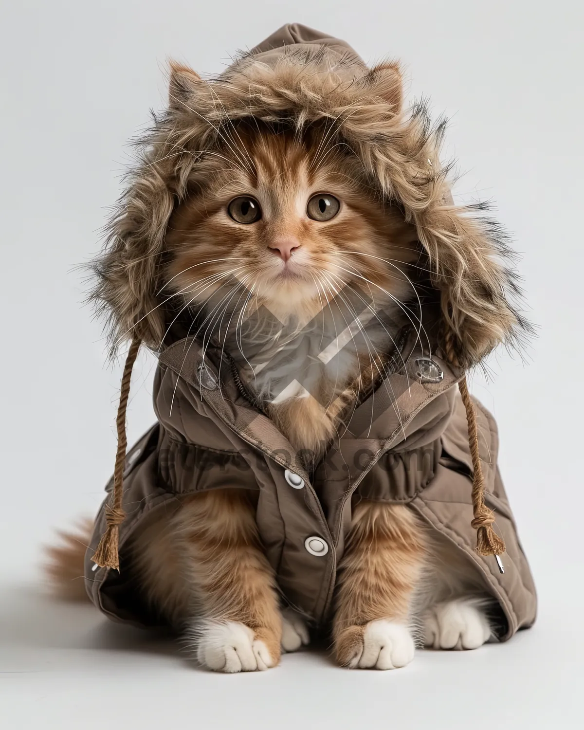 Picture of Cute tabby kitten with fluffy fur and curious eyes