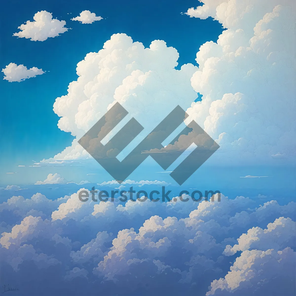 Picture of Vibrant summer skies with fluffy cumulus clouds