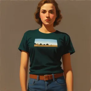 Smiling Lady in Attractive Jersey Shirt