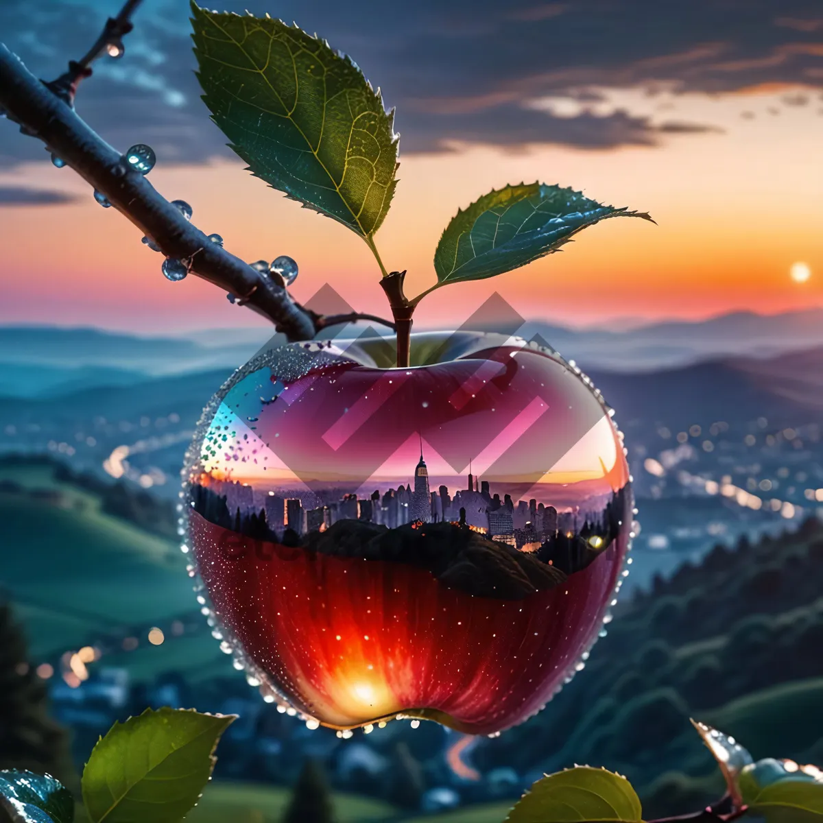 Picture of Fresh Red Delicious Apple Holiday Ornament Decoration