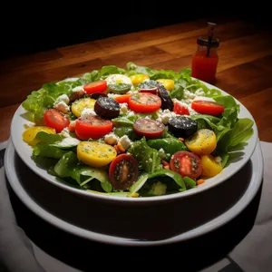 Healthy and Fresh Vegetable Salad with Homemade Dressing