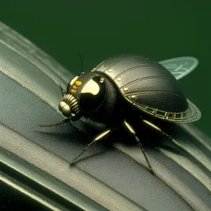 Black ladybug resting on green grass