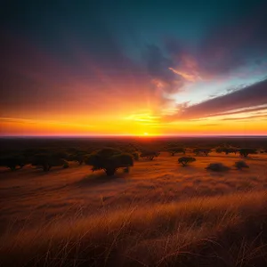 Vibrant Sunset Reflections on Coastal Horizon