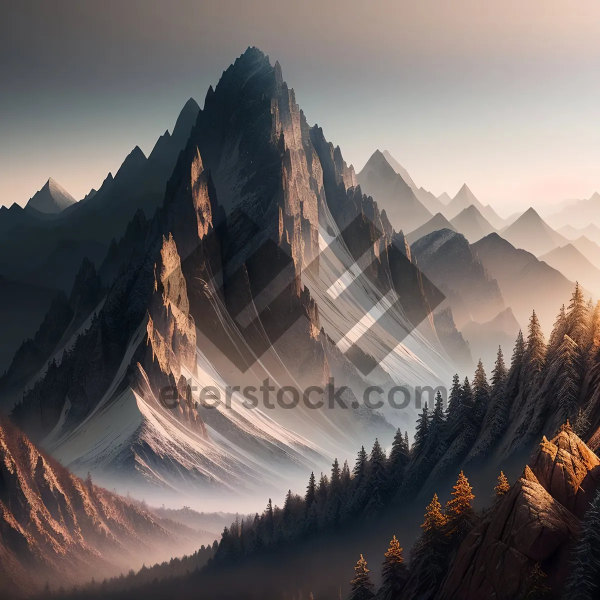 Picture of Snow-capped Peaks in Majestic Alpine Landscape