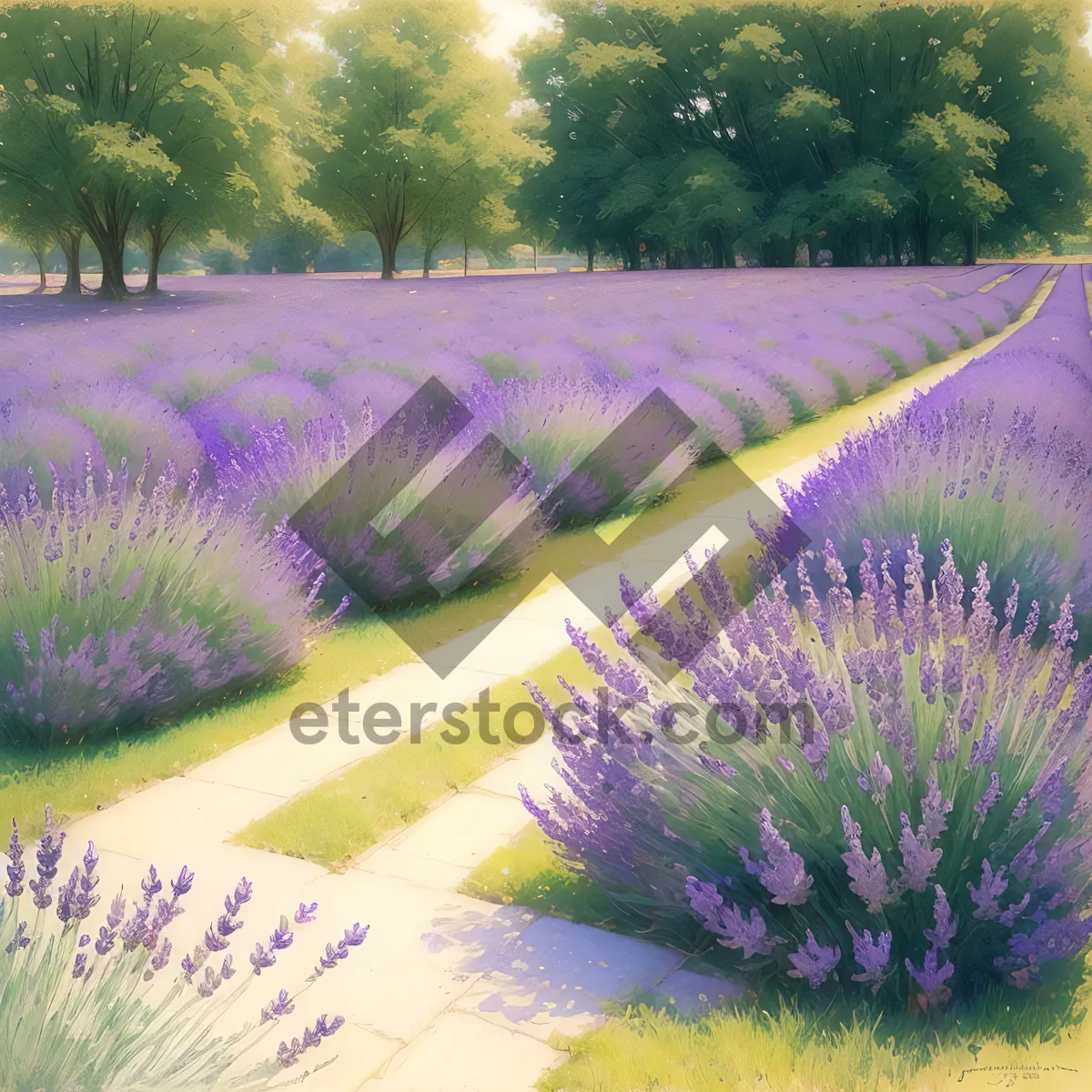 Picture of Vibrant Lavender Field under Soft Light