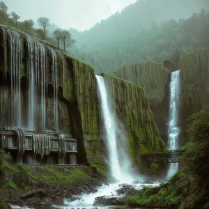 Majestic Waterfall Flowing Through Tranquil Forest