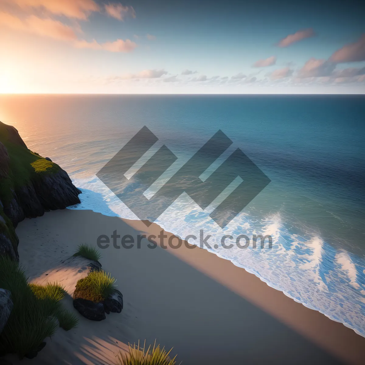 Picture of Golden Horizon: Serene Sunset over Tropical Beach