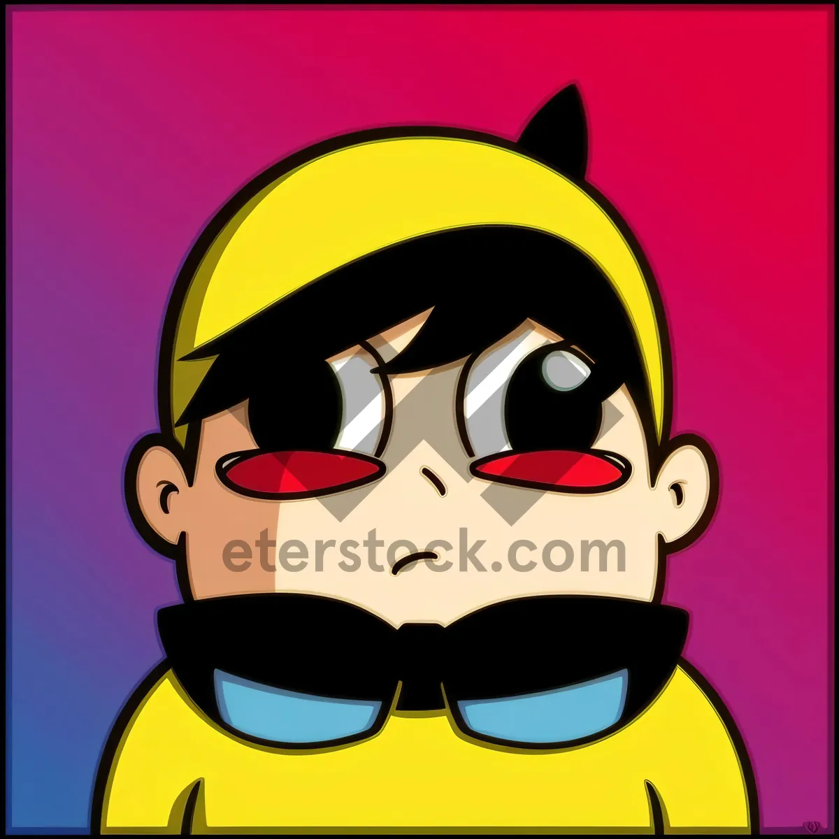 Picture of Pirate Facial Art With Black Mustache - Cartoon Image