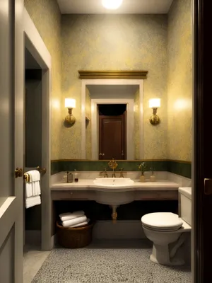Modern Luxury Bathroom with Elegant Wood-Finish Furniture