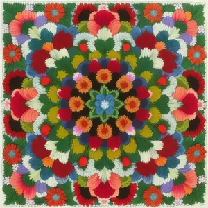 Colorful Floral Cotton Pillow Mosaic - Artistic Design