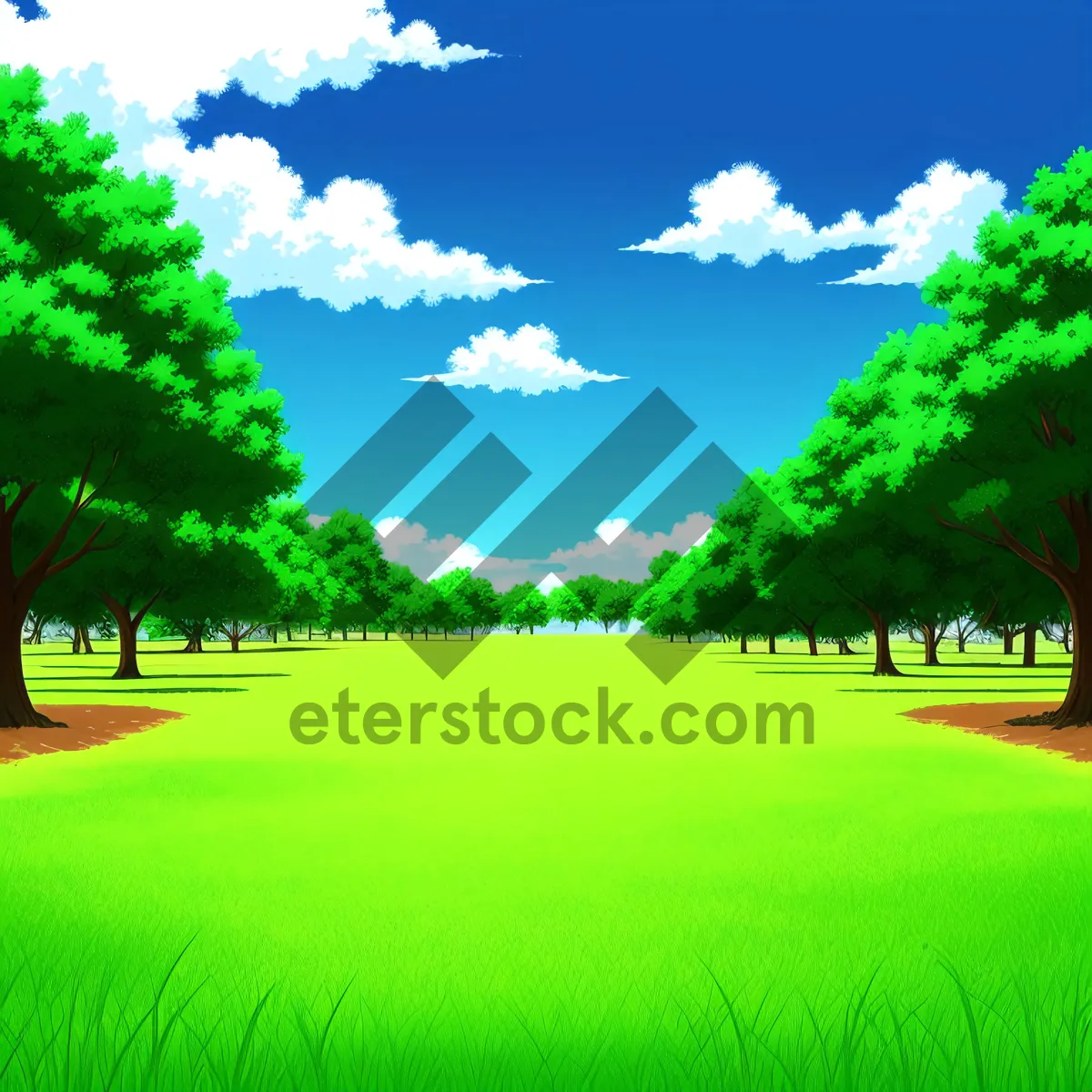 Picture of Vibrant countryside meadow under clear skies