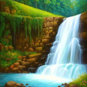 Serene Wilderness Waterfall in a Lush Forest