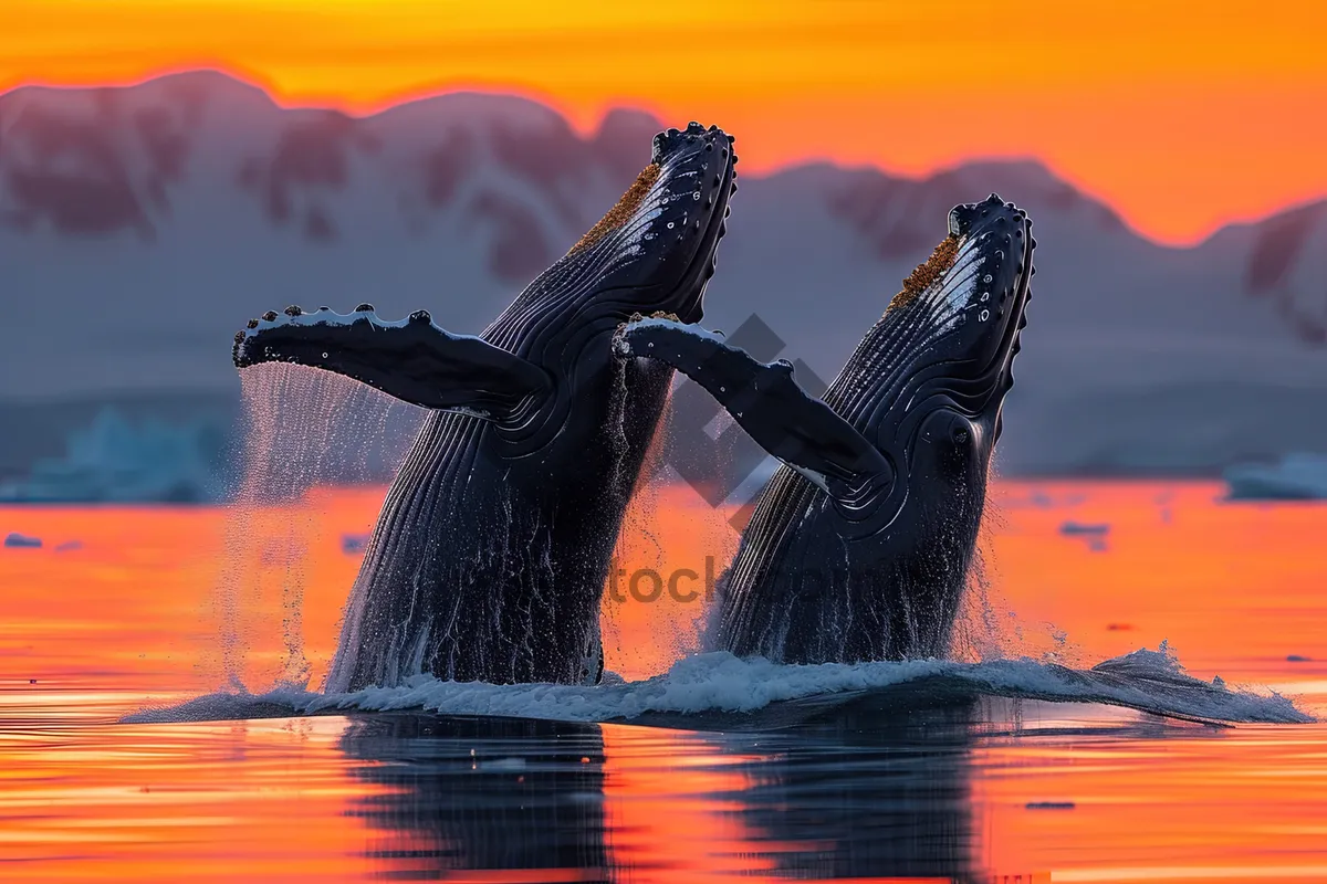 Picture of Silhouette of Pelican at Sunset on Beach