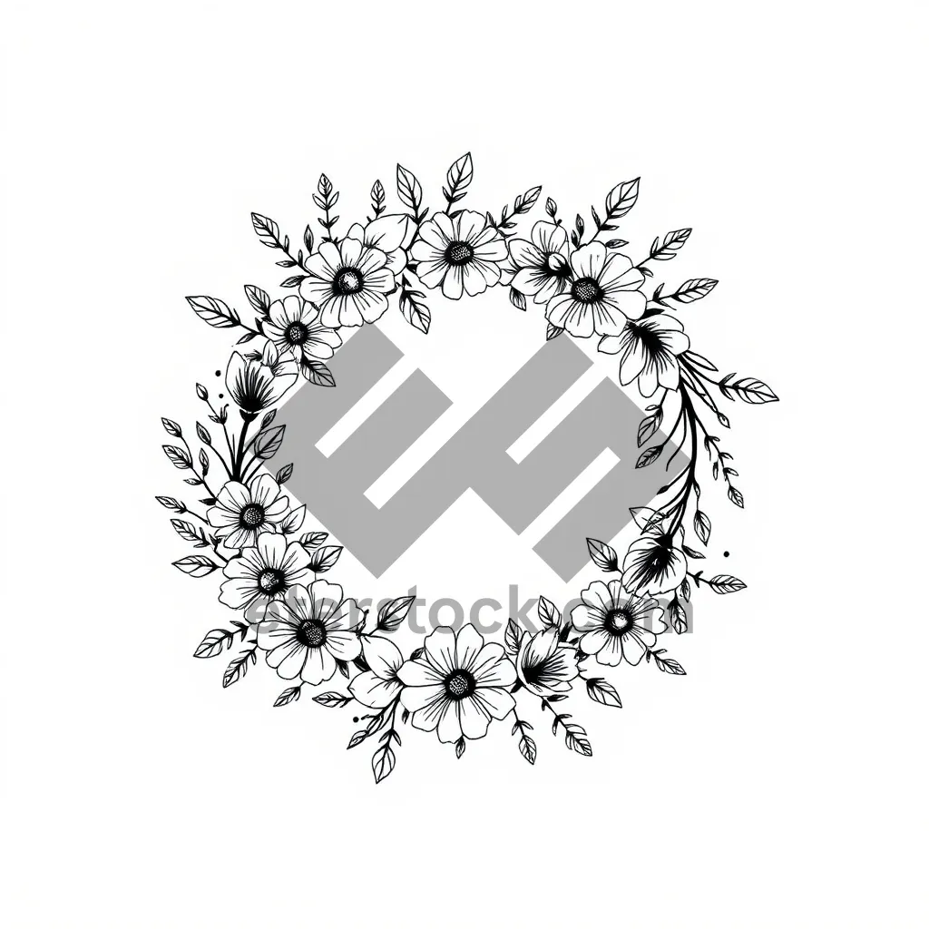 Picture of Winter Snowflake Border Decoration Plant Illustration Vintage Design