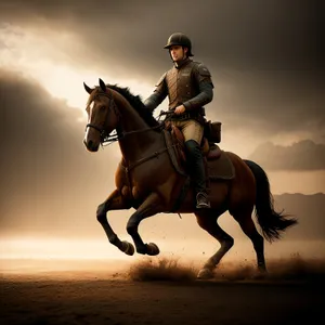 Sundown Rider: Majestic Polo Horse Silhouette