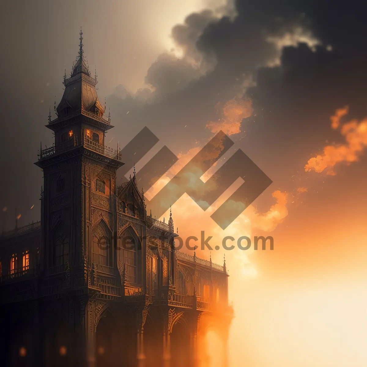 Picture of Iconic London Clock Tower in Historic City Skyline