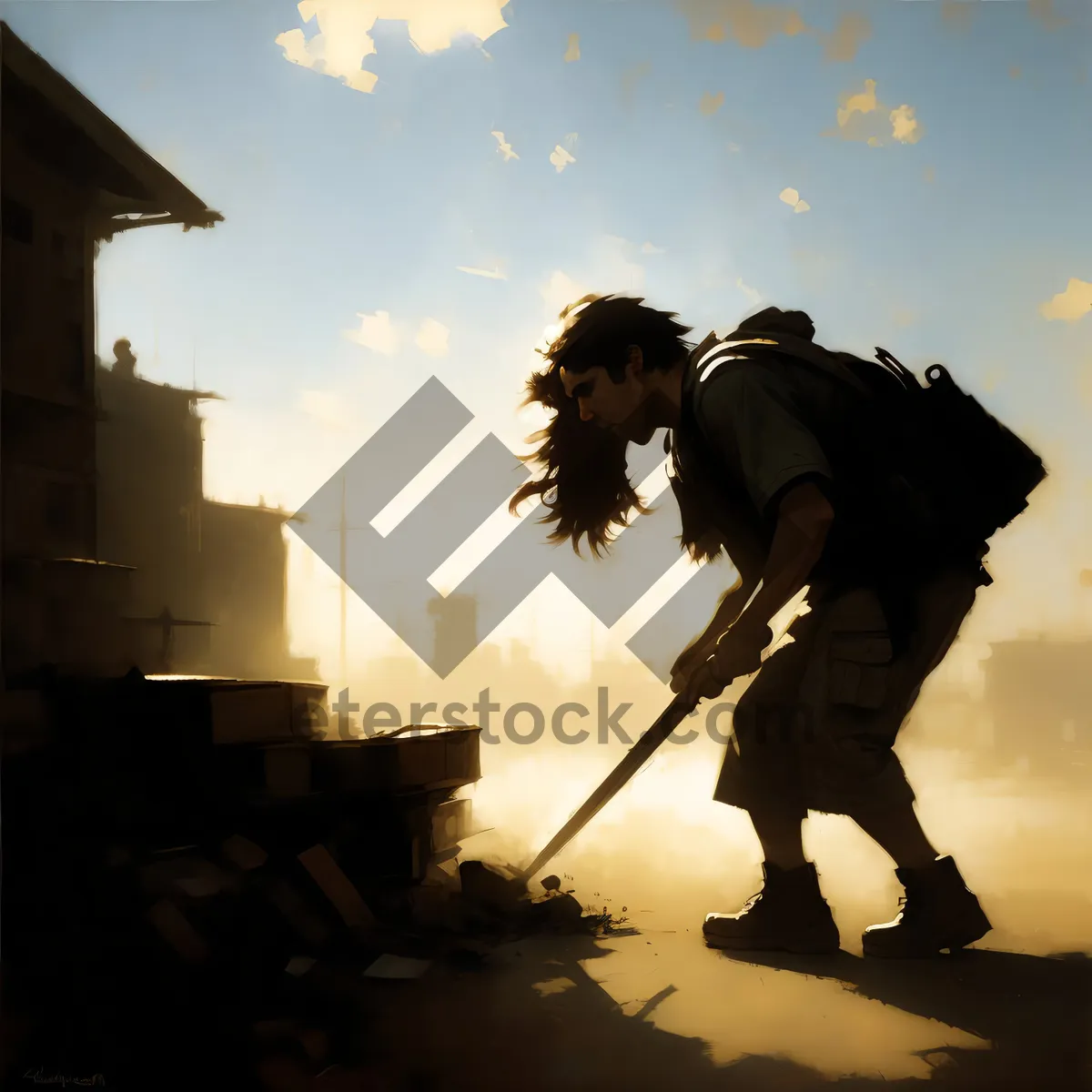 Picture of Man using hand tool for golf club cleaning