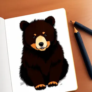 Furry Toy Bear with Cute Portrait Face