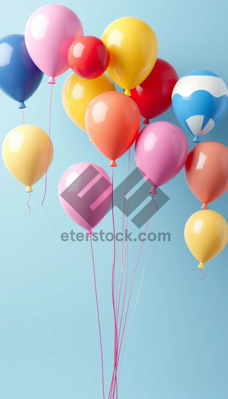 Picture of Colorful balloon ribbon decoration for festive party celebration