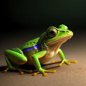 Vivid-eyed Tree Frog Peeking Through Leaves