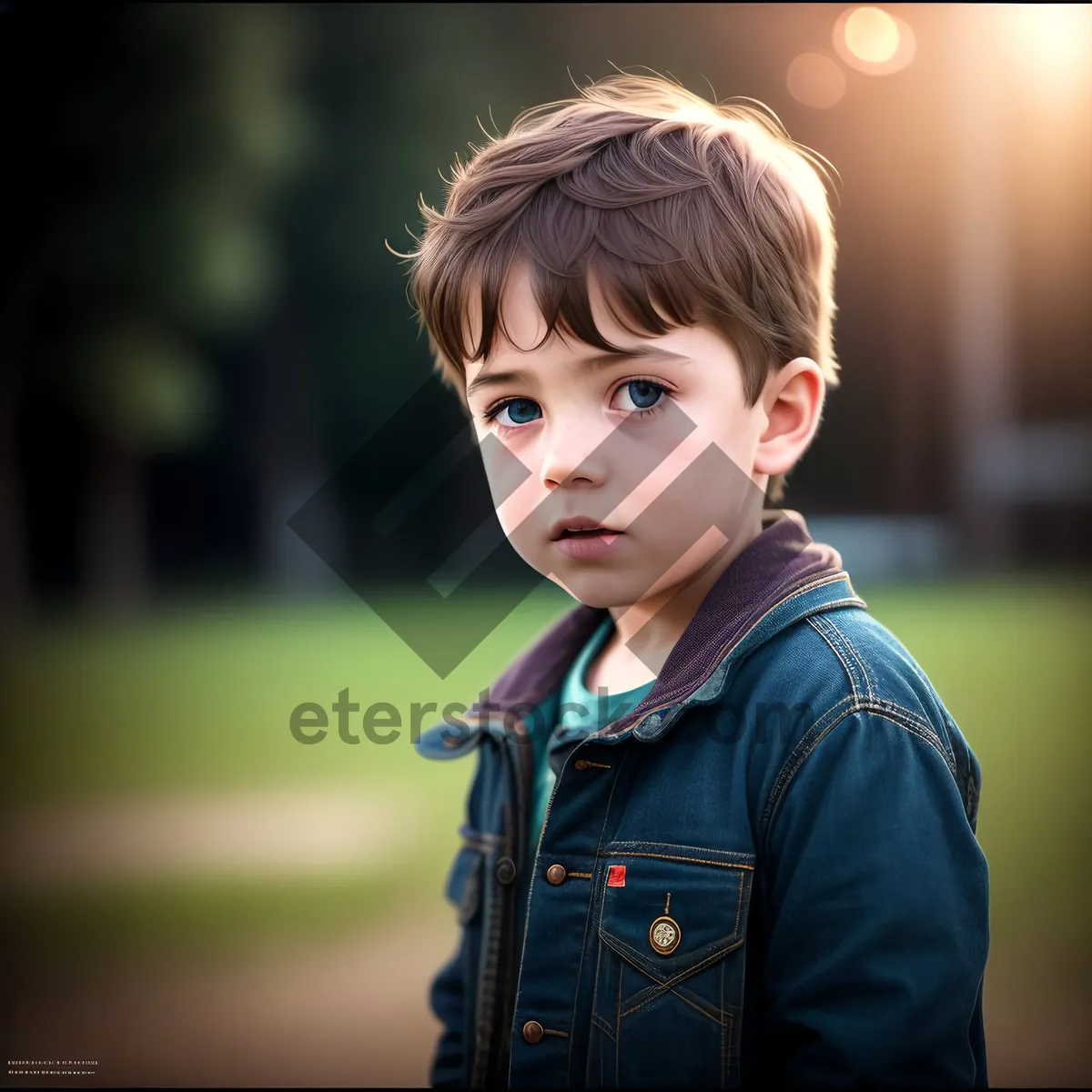 Picture of Cheerful Child with Innocent Smile in Outdoor Park