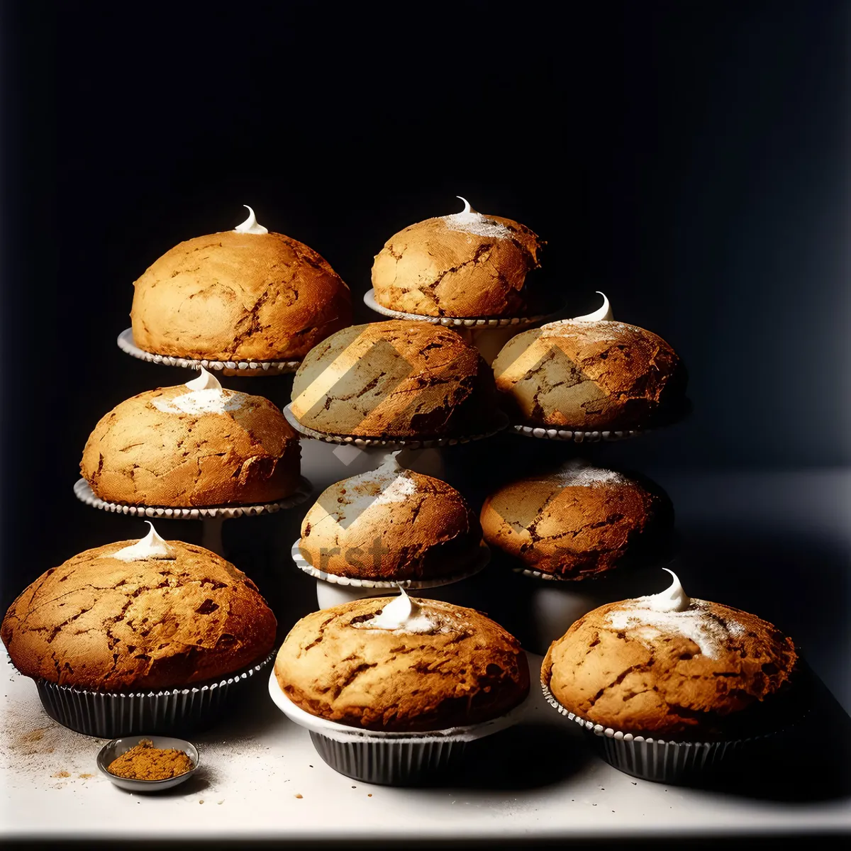 Picture of Brown Walnut Muffin with Hazelnuts Close-Up