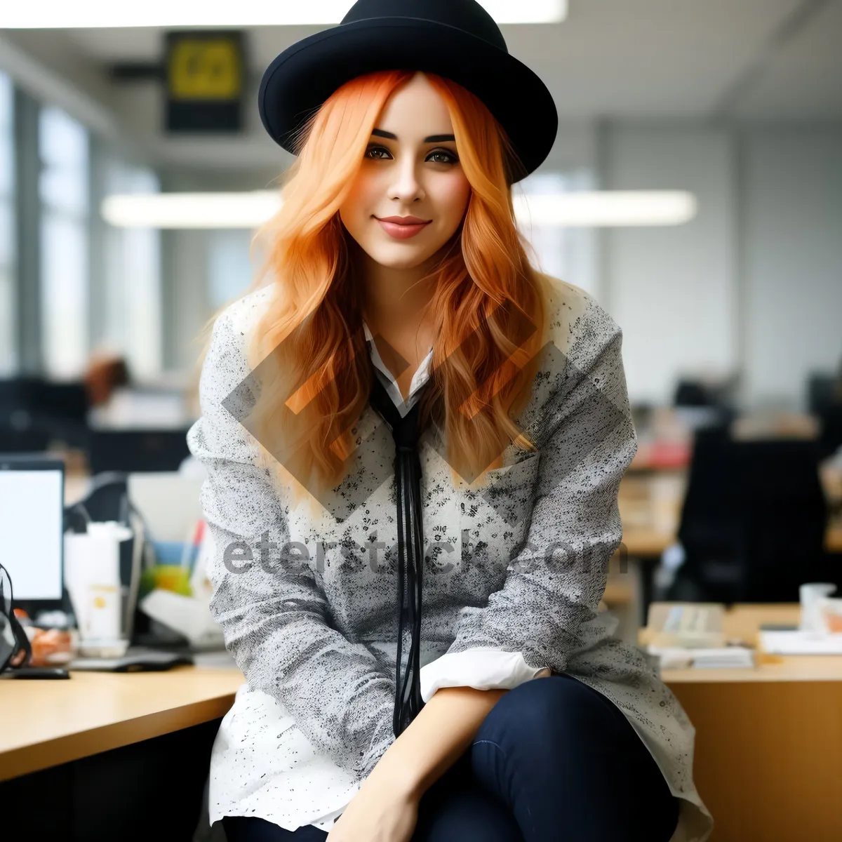 Picture of Attractive businesswoman portrait smiling in office setting