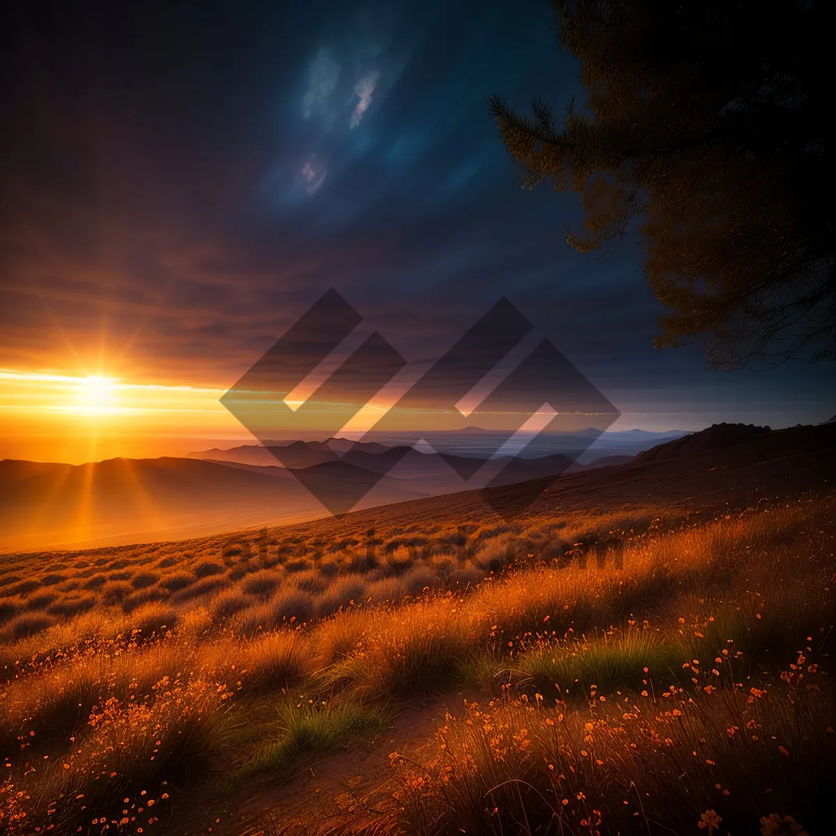 Picture of Sunset Over Mountain Road: Serene Golden Horizon