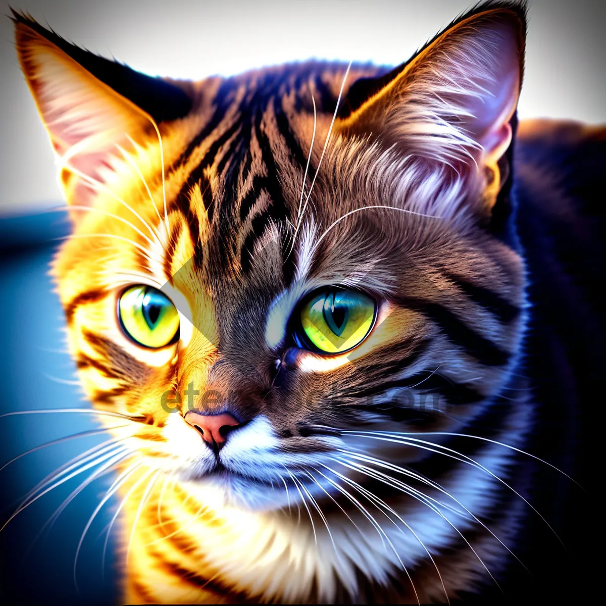 Picture of Adorable Tabby Kitty - Close-Up Portrait with Striped Fur
