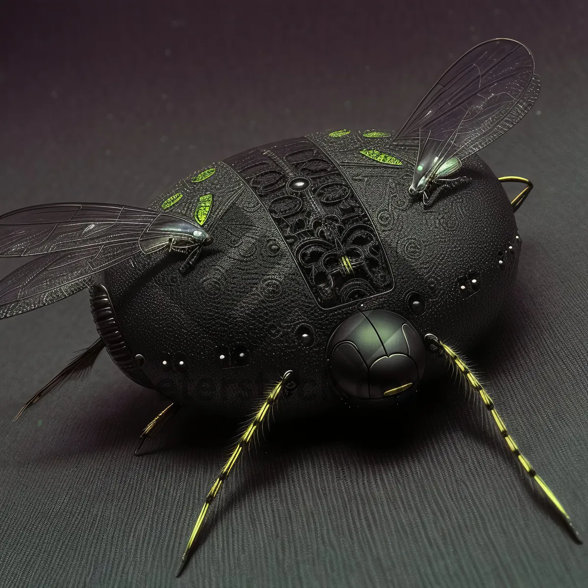 Picture of Close-up of Black Ground Beetle's Eye and Wing