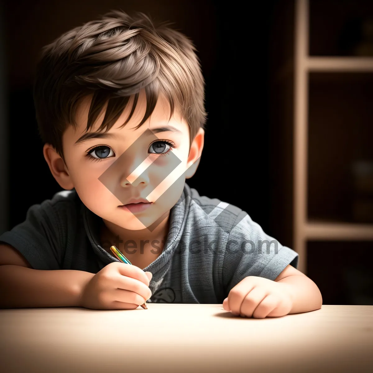 Picture of Smiling Child Portrait with Doll - Happy and Attractive Model